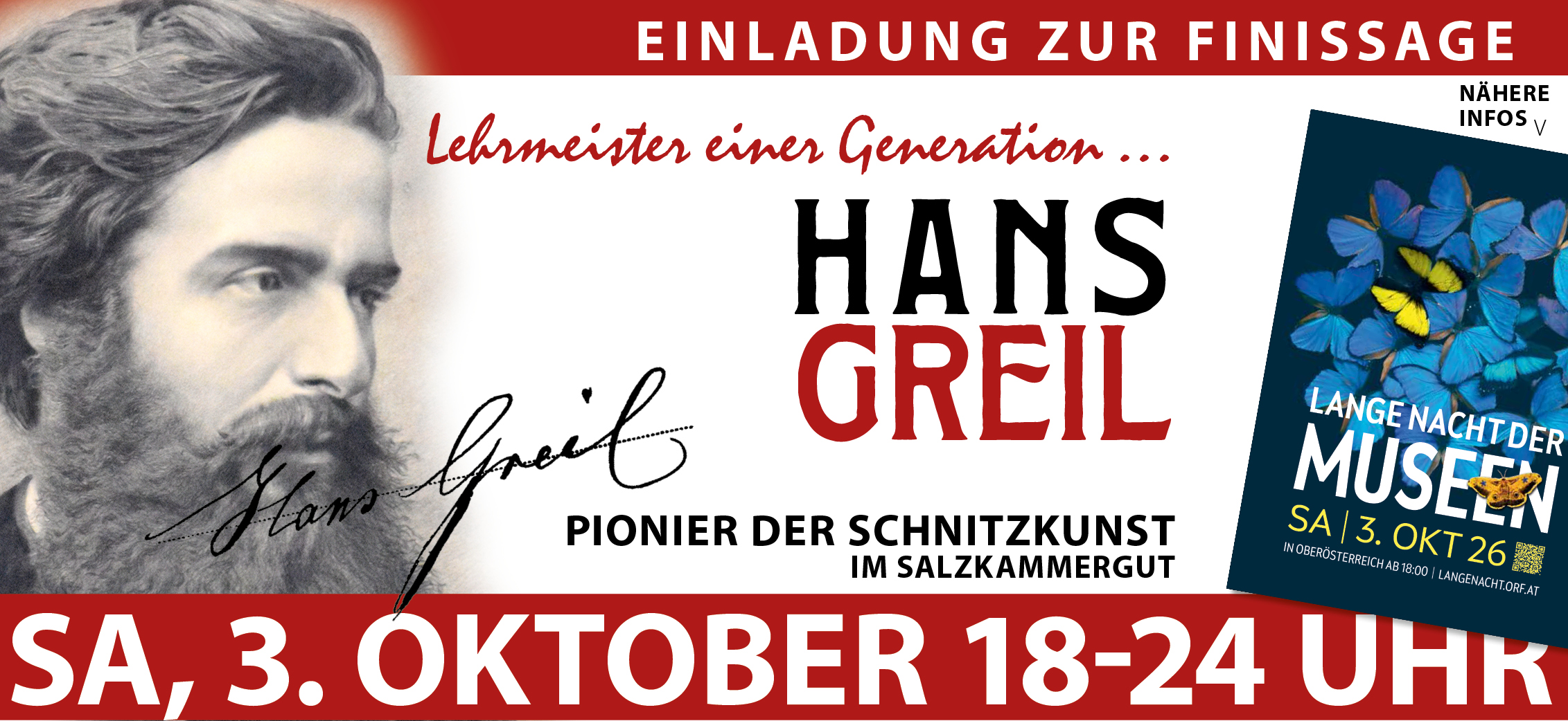 museum ebensee, einladung zur finissage hans greil- pionier der schnitzkunst im salzkammergut, lange nacht der museen